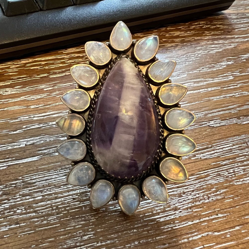 Krush Kandy sterling silver amethyst chevron cluster ring